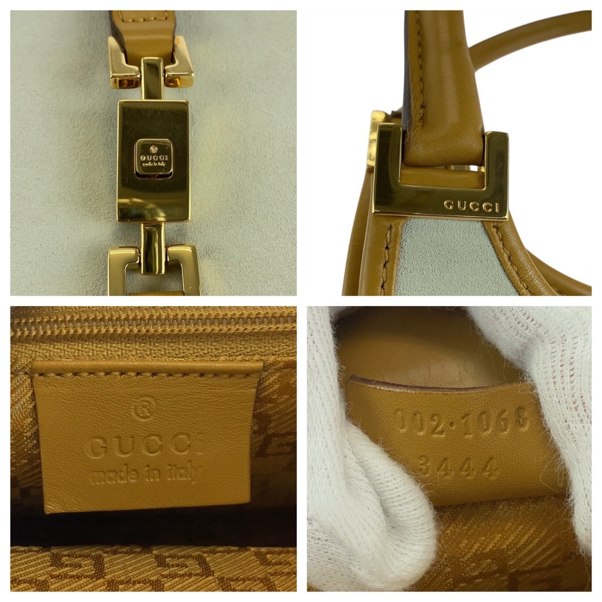 15493
GUCCI グッチ ジャッキー グレー キャメル ゴールド金具 スウェード / レザー 002 1068 ショルダーバッグ レディース AB33