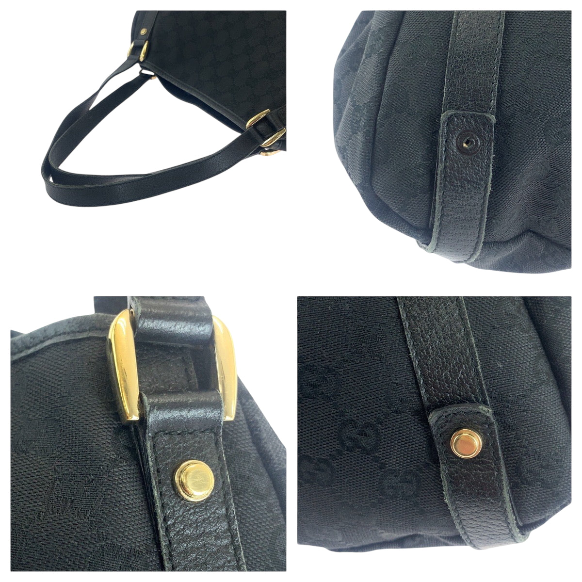15494
GUCCI グッチ ブラック 黒 ゴールド金具 GGキャンバス 130736 トートバッグ ショルダーバッグ  レディース