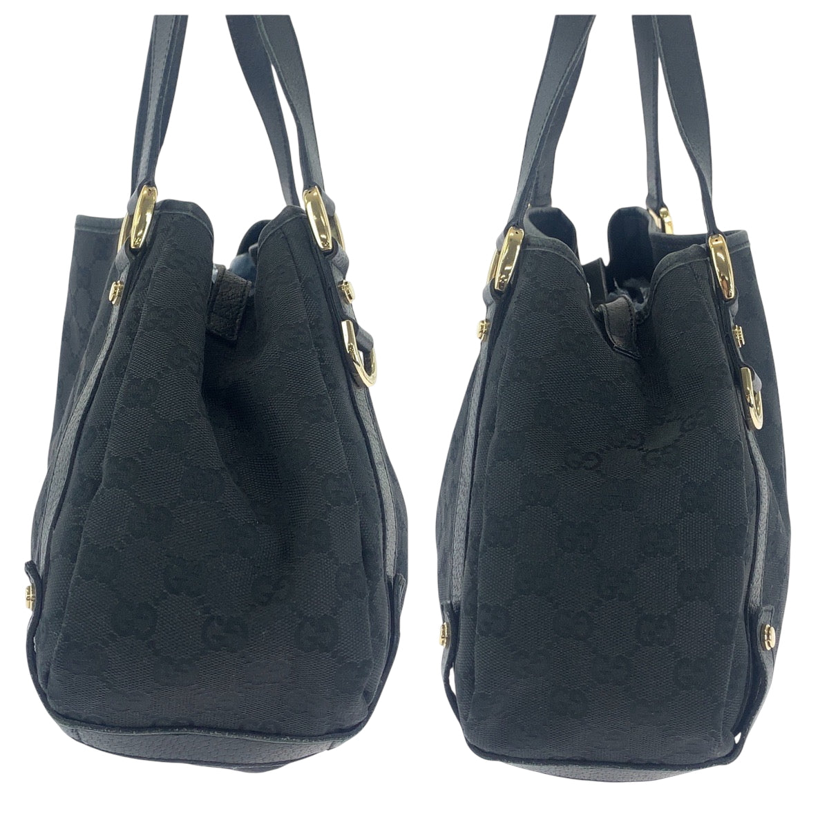 15494
GUCCI グッチ ブラック 黒 ゴールド金具 GGキャンバス 130736 トートバッグ ショルダーバッグ  レディース