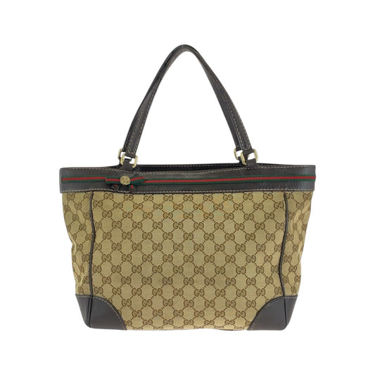 15495
GUCCI グッチ シェリーライン ベージュ ブラウン 茶 ゴールド金具 GGキャンバス / レザー 257061 トートバッグ ショルダーバッグ  レディース
