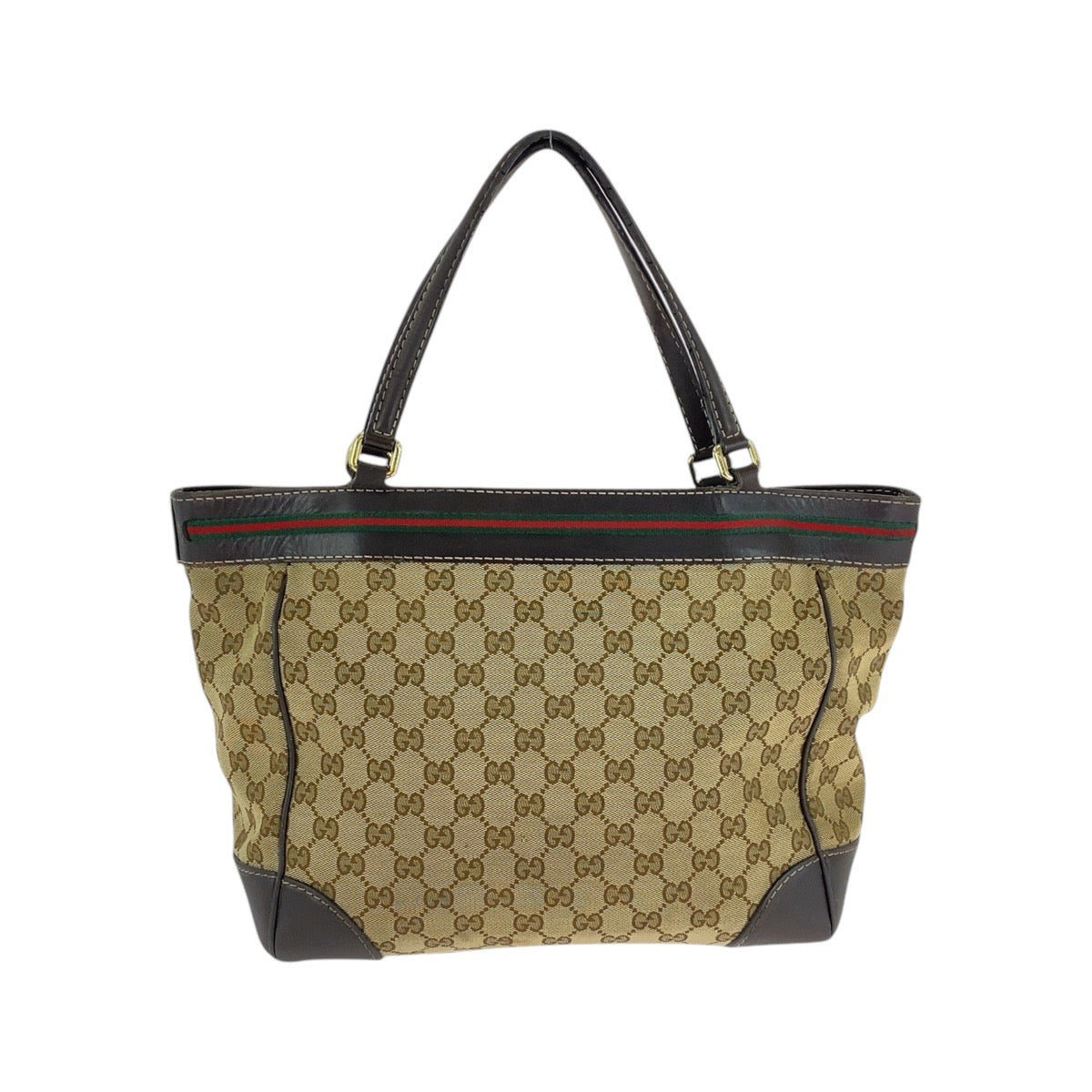 15495
GUCCI グッチ シェリーライン ベージュ ブラウン 茶 ゴールド金具 GGキャンバス / レザー 257061 トートバッグ ショルダーバッグ  レディース