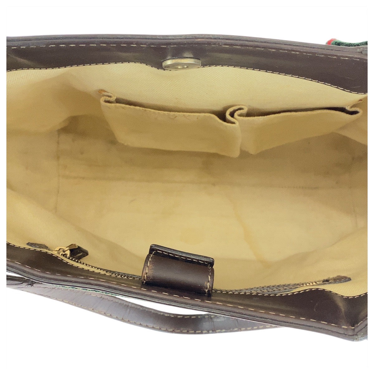 15495
GUCCI グッチ シェリーライン ベージュ ブラウン 茶 ゴールド金具 GGキャンバス / レザー 257061 トートバッグ ショルダーバッグ  レディース