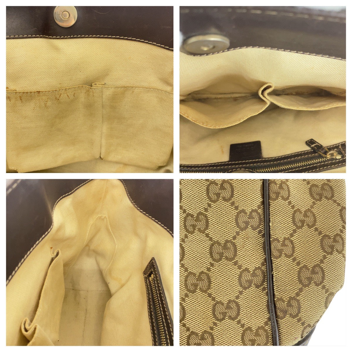 15495
GUCCI グッチ シェリーライン ベージュ ブラウン 茶 ゴールド金具 GGキャンバス / レザー 257061 トートバッグ ショルダーバッグ  レディース