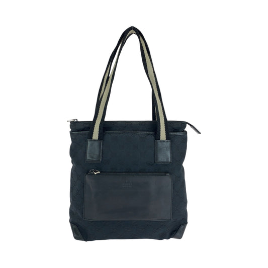 15497
GUCCI グッチ ブラック ベージュ シルバー金具 GGキャンバス 019 0402 トートバッグ ショルダーバッグ  レディース