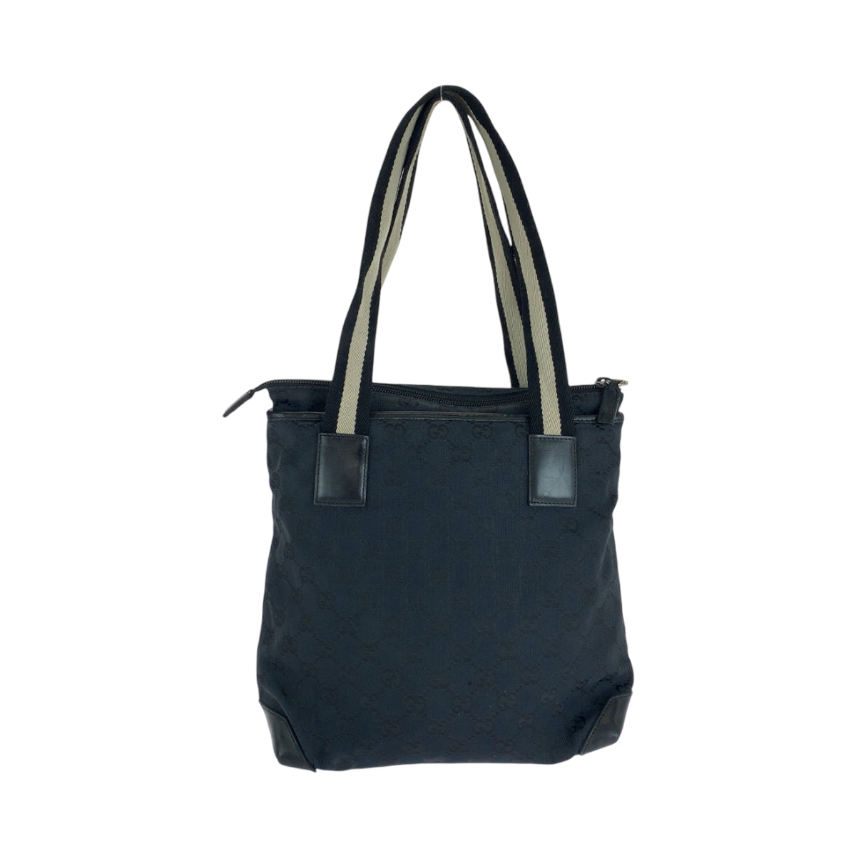 15497
GUCCI グッチ ブラック ベージュ シルバー金具 GGキャンバス 019 0402 トートバッグ ショルダーバッグ  レディース