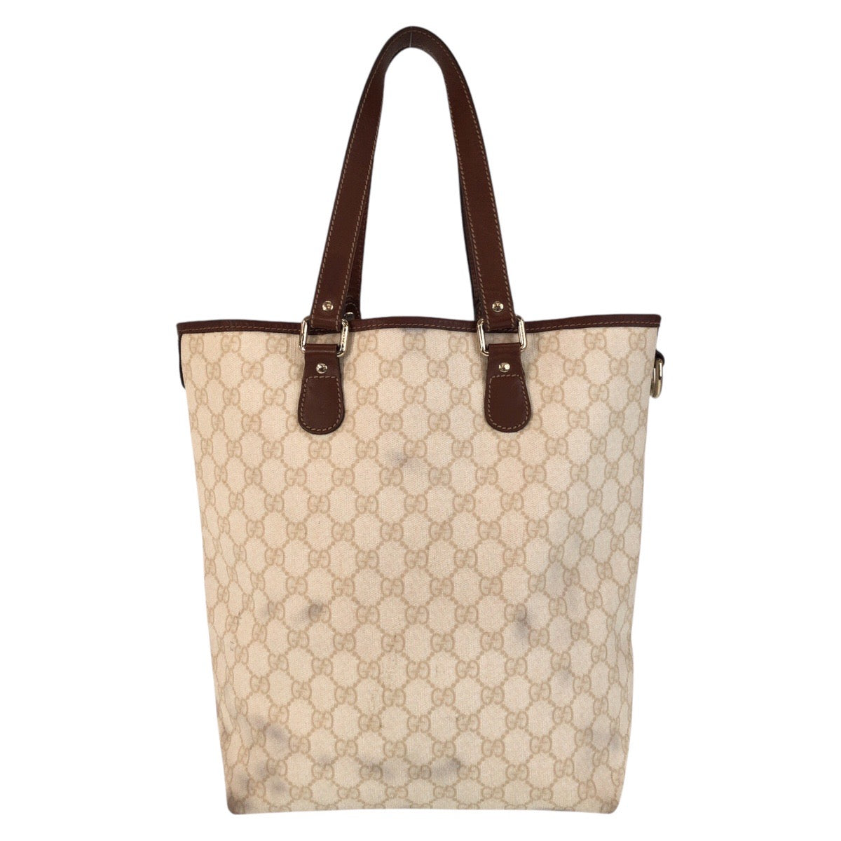 15501
GUCCI グッチ ベージュ アイボリー ブラウン ゴールド金具 GGスプリームキャンバス / レザー 189896 トートバッグ ショルダーバッグ  レディース