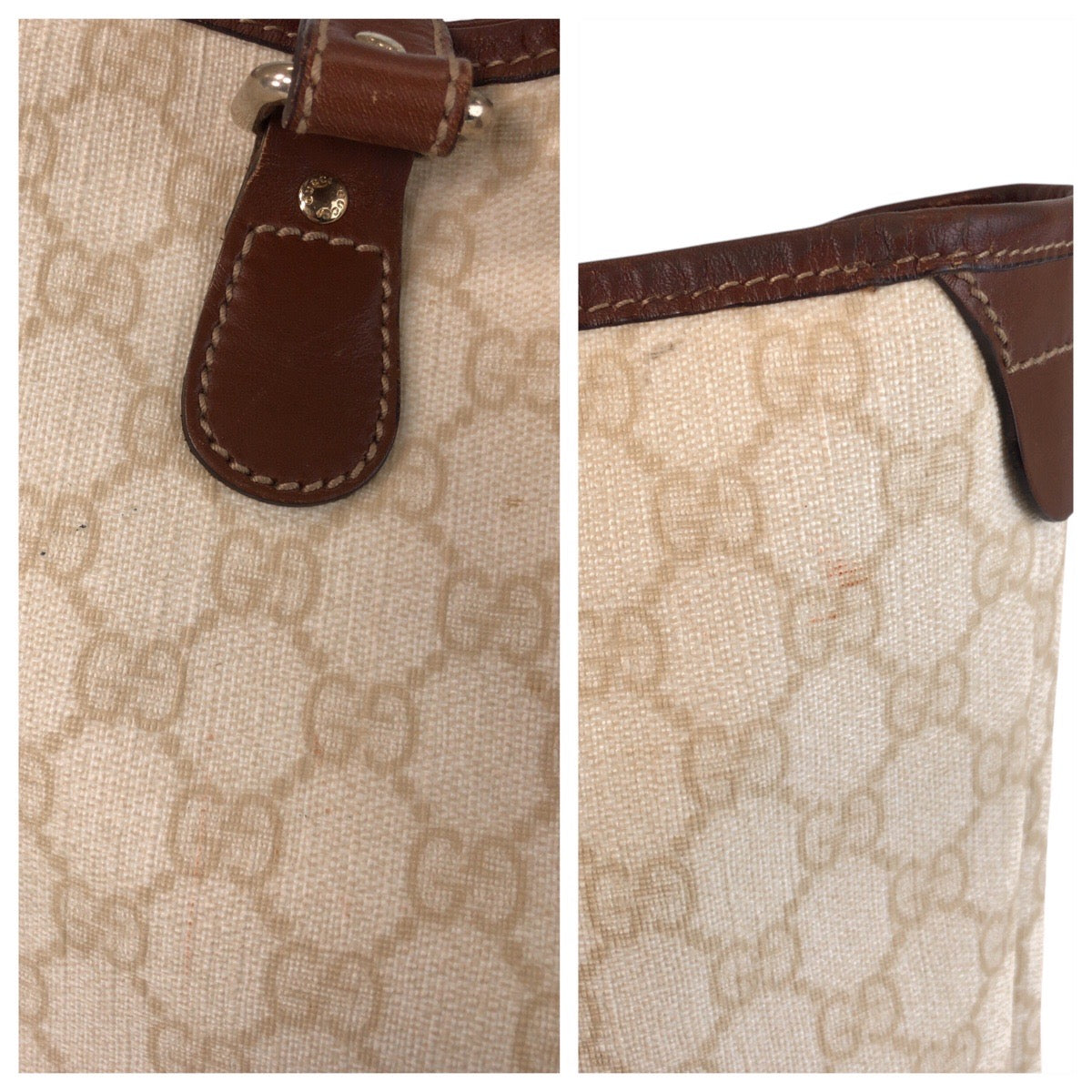 15501
GUCCI グッチ ベージュ アイボリー ブラウン ゴールド金具 GGスプリームキャンバス / レザー 189896 トートバッグ ショルダーバッグ  レディース