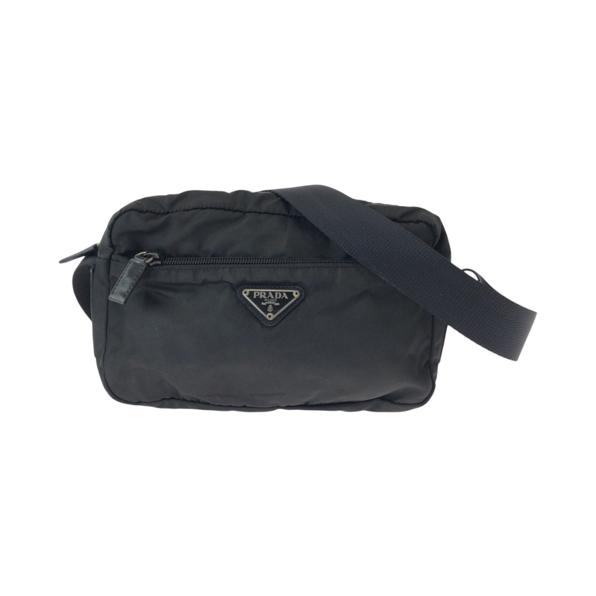 15502
PRADA プラダ テスート 三角ロゴプレート ブラック 黒 シルバー金具 ナイロン B9061 ショルダーバッグ ポシェット  メンズ