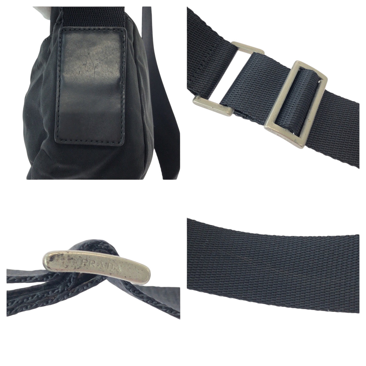 15502
PRADA プラダ テスート 三角ロゴプレート ブラック 黒 シルバー金具 ナイロン B9061 ショルダーバッグ ポシェット  メンズ