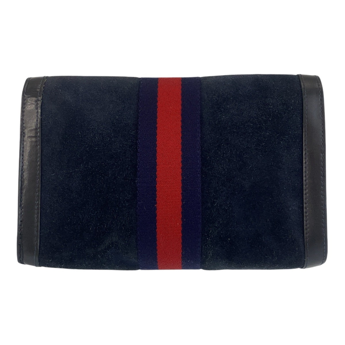 15503
GUCCI グッチ シェリーライン ネイビー ゴールド金具 スウェード / レザー クラッチバッグ  レディース