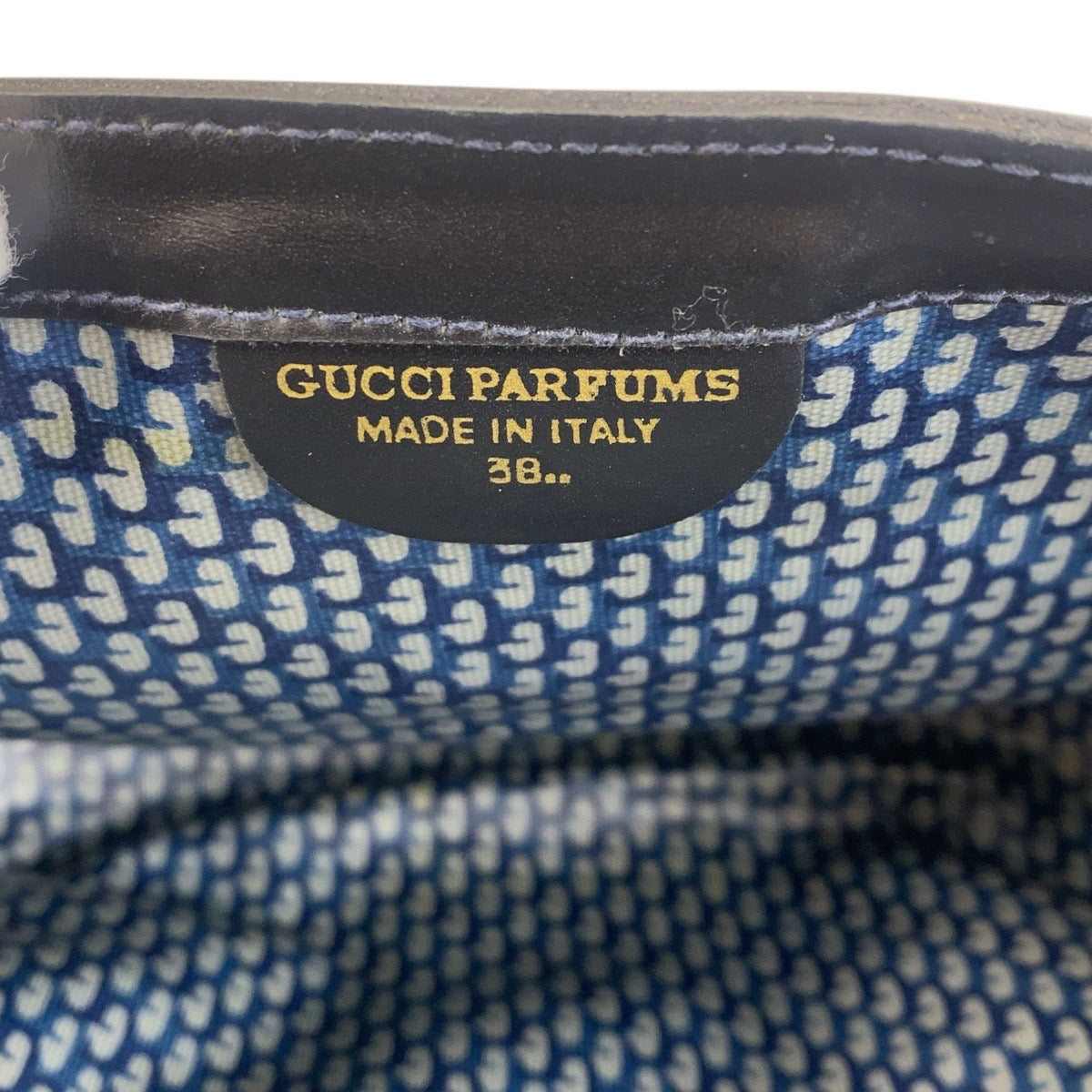 15503
GUCCI グッチ シェリーライン ネイビー ゴールド金具 スウェード / レザー クラッチバッグ  レディース