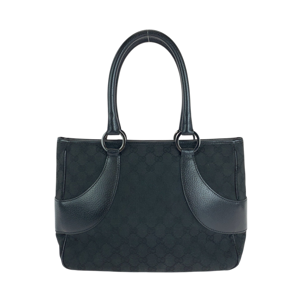 15504
GUCCI グッチ ブラック 黒 シルバー金具 GGキャンバス / レザー 113011 トートバッグ ショルダーバッグ  レディース