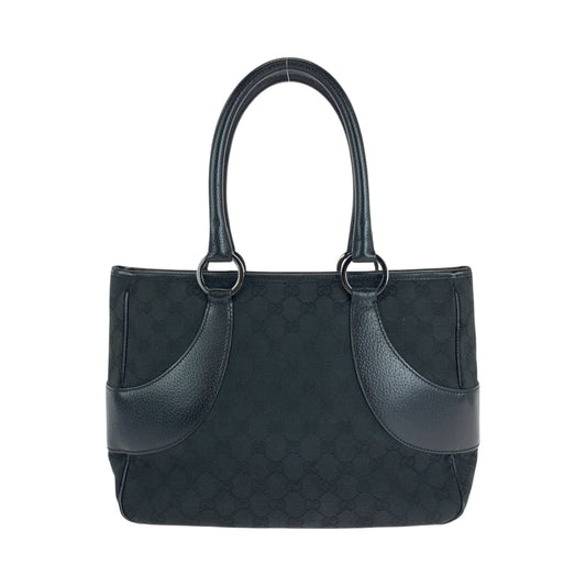 15504
GUCCI グッチ ブラック 黒 シルバー金具 GGキャンバス / レザー 113011 トートバッグ ショルダーバッグ  レディース