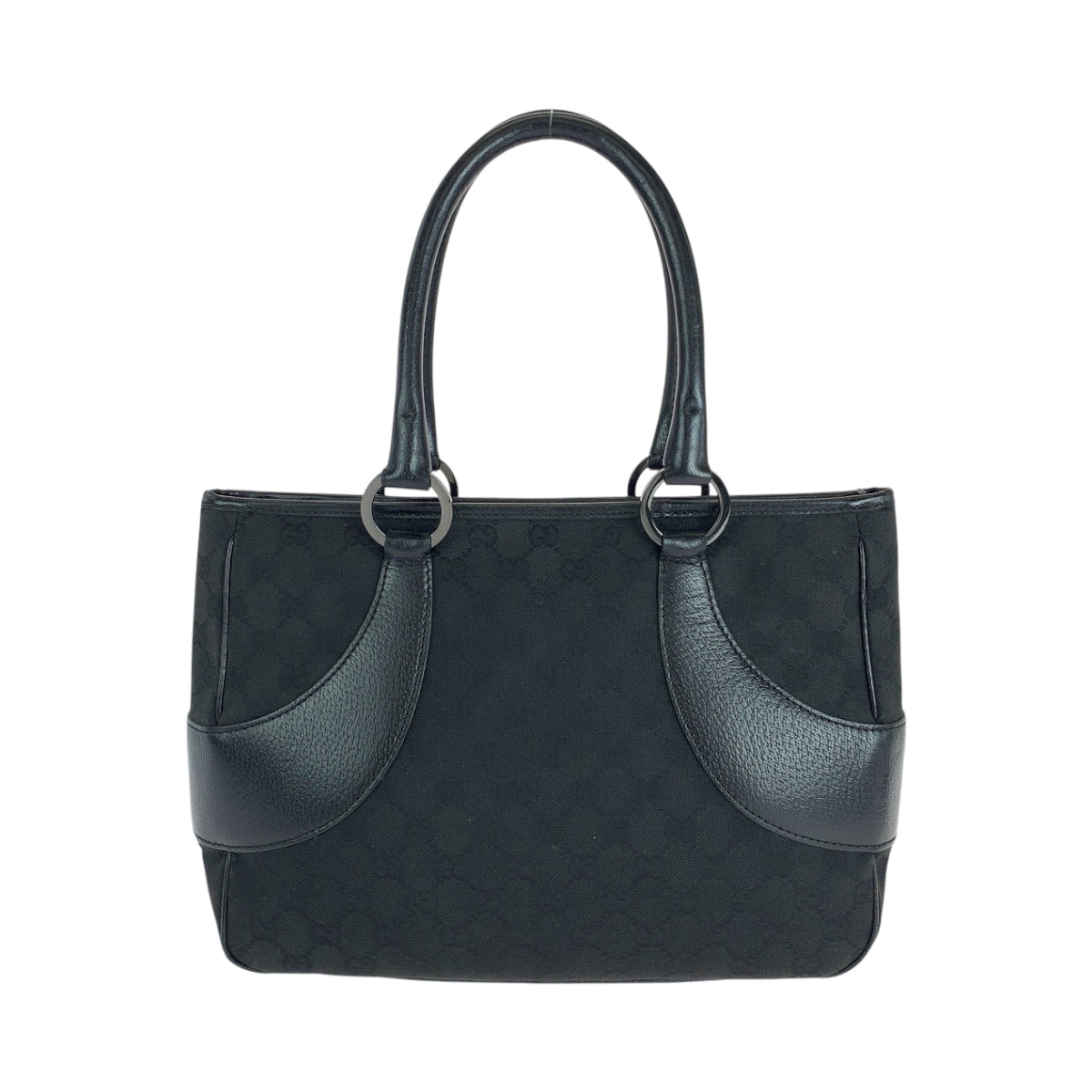 15504
GUCCI グッチ ブラック 黒 シルバー金具 GGキャンバス / レザー 113011 トートバッグ ショルダーバッグ  レディース