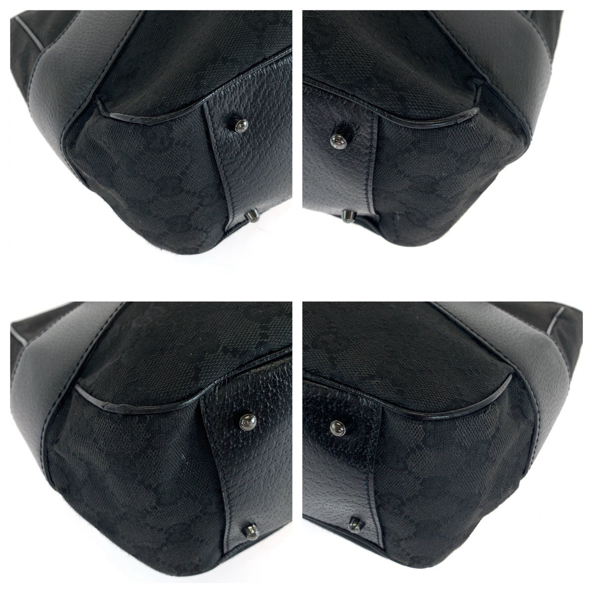 15504
GUCCI グッチ ブラック 黒 シルバー金具 GGキャンバス / レザー 113011 トートバッグ ショルダーバッグ  レディース