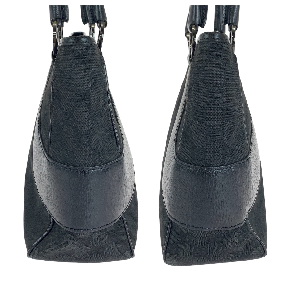 15504
GUCCI グッチ ブラック 黒 シルバー金具 GGキャンバス / レザー 113011 トートバッグ ショルダーバッグ  レディース