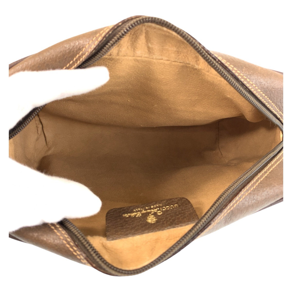 15505
GUCCI グッチ シェリーライン オールドグッチ ブラウン ベージュ ゴールド金具 PVC / レザー 119 02 087 ショルダーバッグ ポシェット  レディース