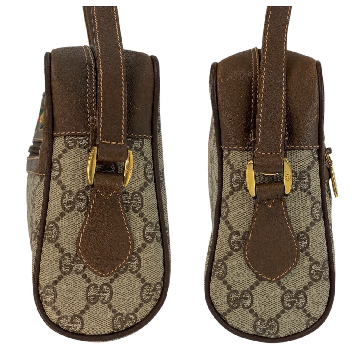 15505
GUCCI グッチ シェリーライン オールドグッチ ブラウン ベージュ ゴールド金具 PVC / レザー 119 02 087 ショルダーバッグ ポシェット  レディース