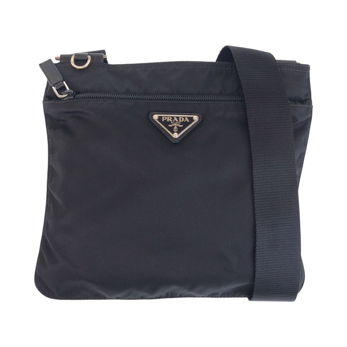 15507
PRADA プラダ テスート 三角ロゴプレート ブラック 黒 シルバー金具 ナイロン ショルダーバッグ メッセンジャーバッグ  レディース
