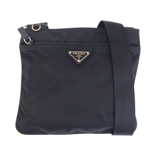 15507
PRADA プラダ テスート 三角ロゴプレート ブラック 黒 シルバー金具 ナイロン ショルダーバッグ メッセンジャーバッグ  レディース