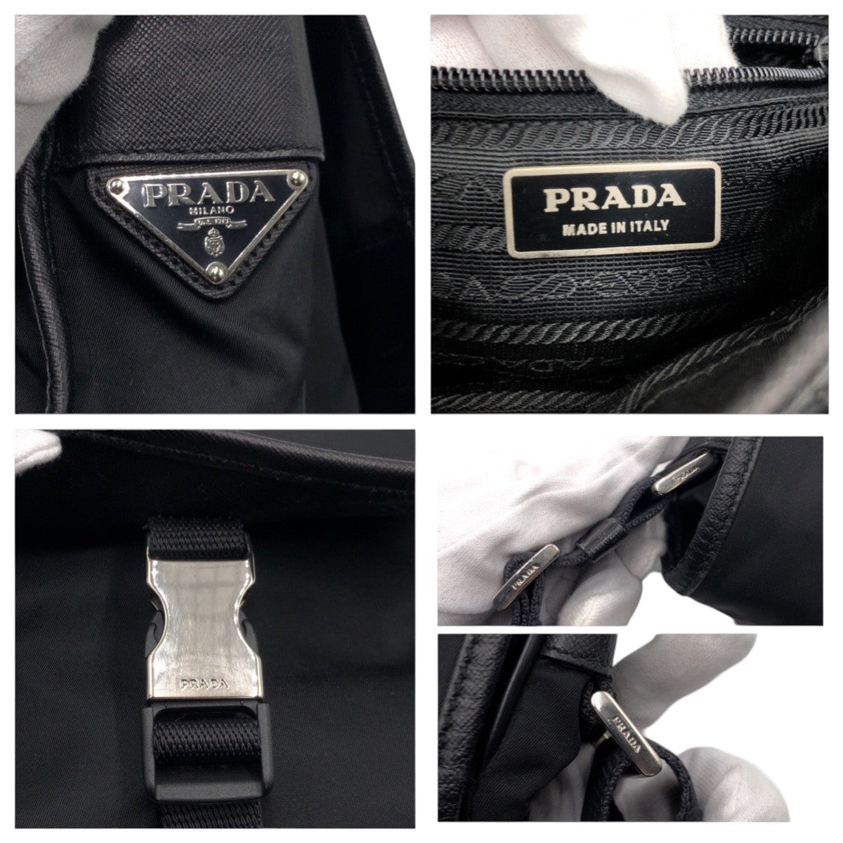 15508
PRADA プラダ テスート 三角ロゴ ブラック 黒 シルバー金具 ナイロン ショルダーバッグ ポシェット 男女兼用 レディース ABP