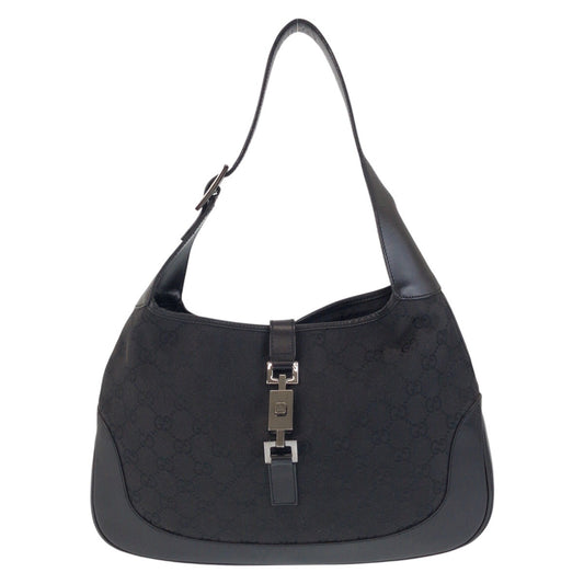 15509
GUCCI グッチ ジャッキー ブラック 黒 GGキャンバス / レザー 963 ショルダーバッグ  レディース