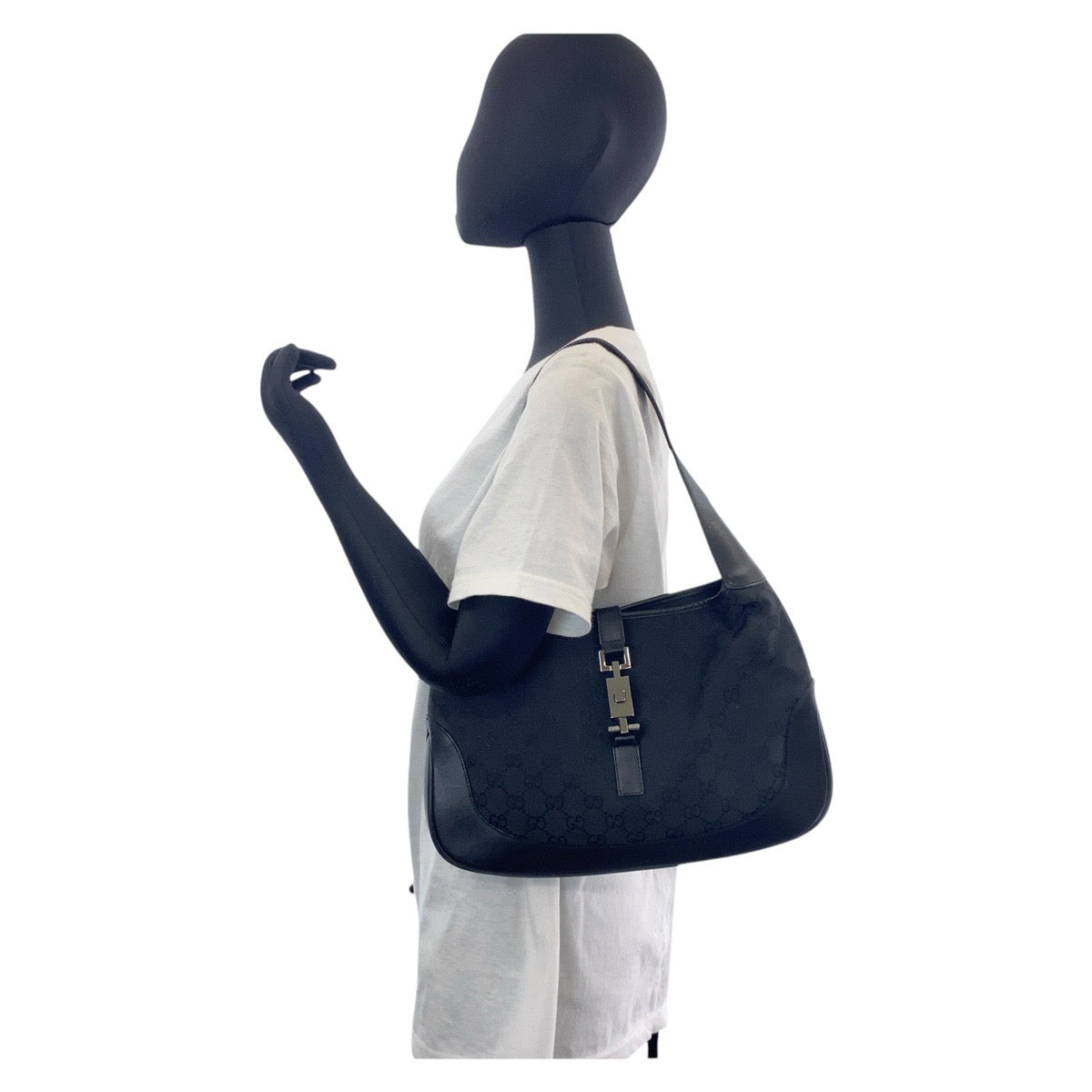 15509
GUCCI グッチ ジャッキー ブラック 黒 GGキャンバス / レザー 963 ショルダーバッグ  レディース