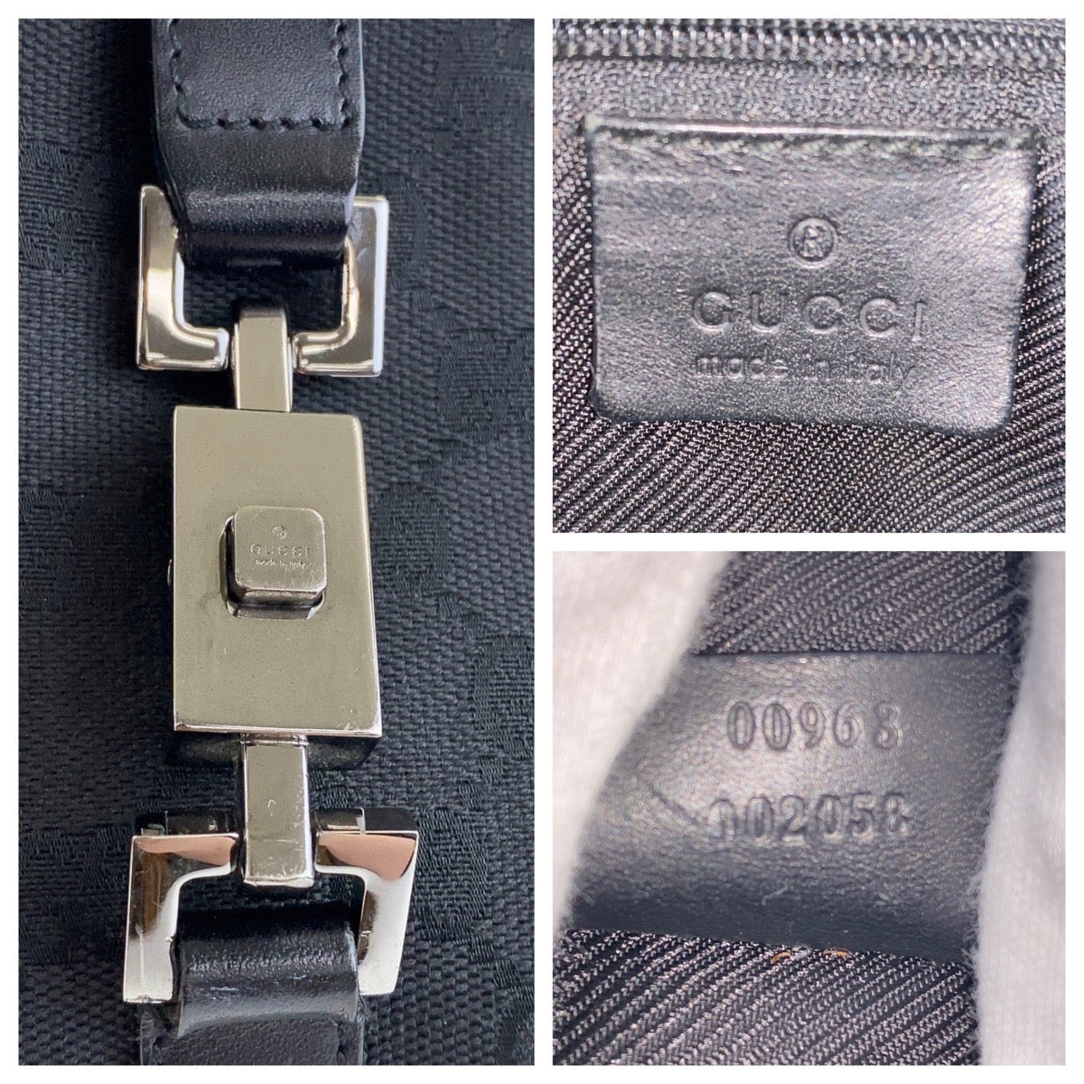 15509
GUCCI グッチ ジャッキー ブラック 黒 GGキャンバス / レザー 963 ショルダーバッグ  レディース