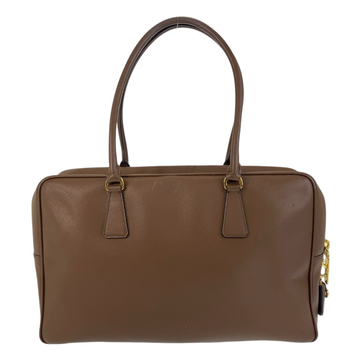 15510
PRADA プラダ 三角ロゴプレート ブラウン ゴールド金具 レザー ハンドバッグ ショルダーバッグ  レディース