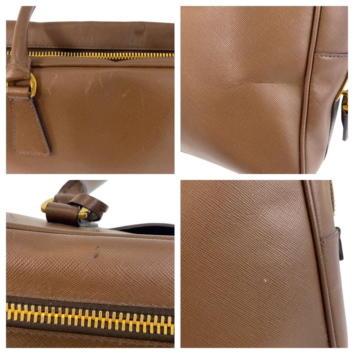 15510
PRADA プラダ 三角ロゴプレート ブラウン ゴールド金具 レザー ハンドバッグ ショルダーバッグ  レディース