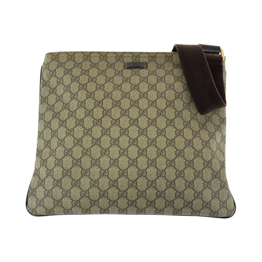 15511
GUCCI グッチ ベージュ ブラウン ゴールド金具 GGスプリームキャンバス 201446 ショルダーバッグ ポシェット  メンズ