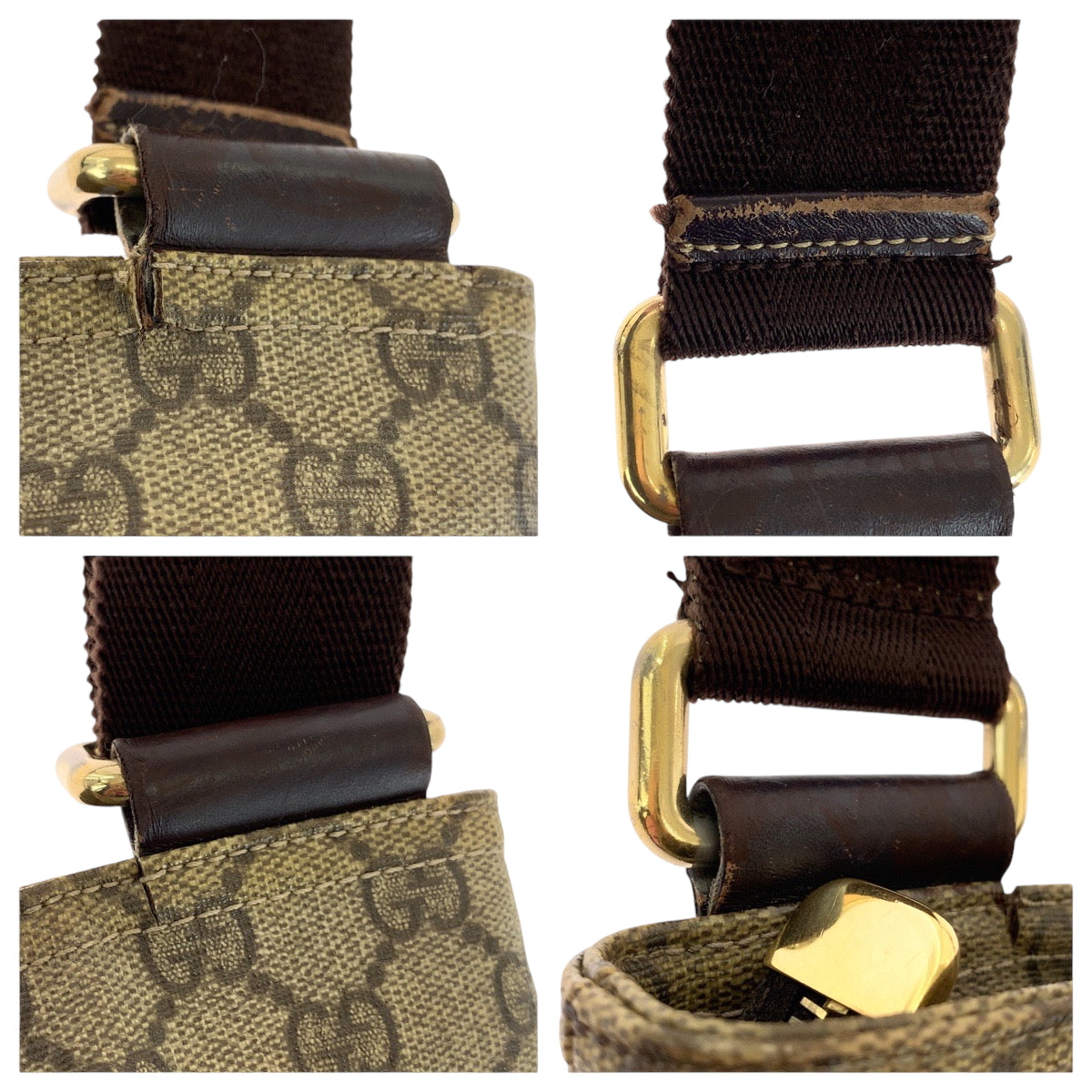 15511
GUCCI グッチ ベージュ ブラウン ゴールド金具 GGスプリームキャンバス 201446 ショルダーバッグ ポシェット  メンズ
