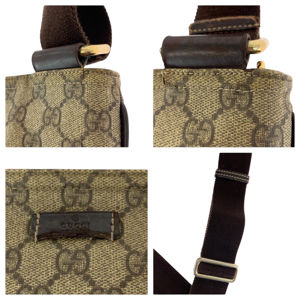 15511
GUCCI グッチ ベージュ ブラウン ゴールド金具 GGスプリームキャンバス 201446 ショルダーバッグ ポシェット  メンズ