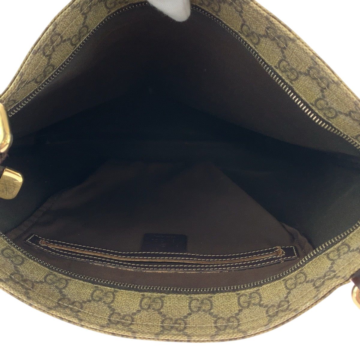 15511
GUCCI グッチ ベージュ ブラウン ゴールド金具 GGスプリームキャンバス 201446 ショルダーバッグ ポシェット  メンズ