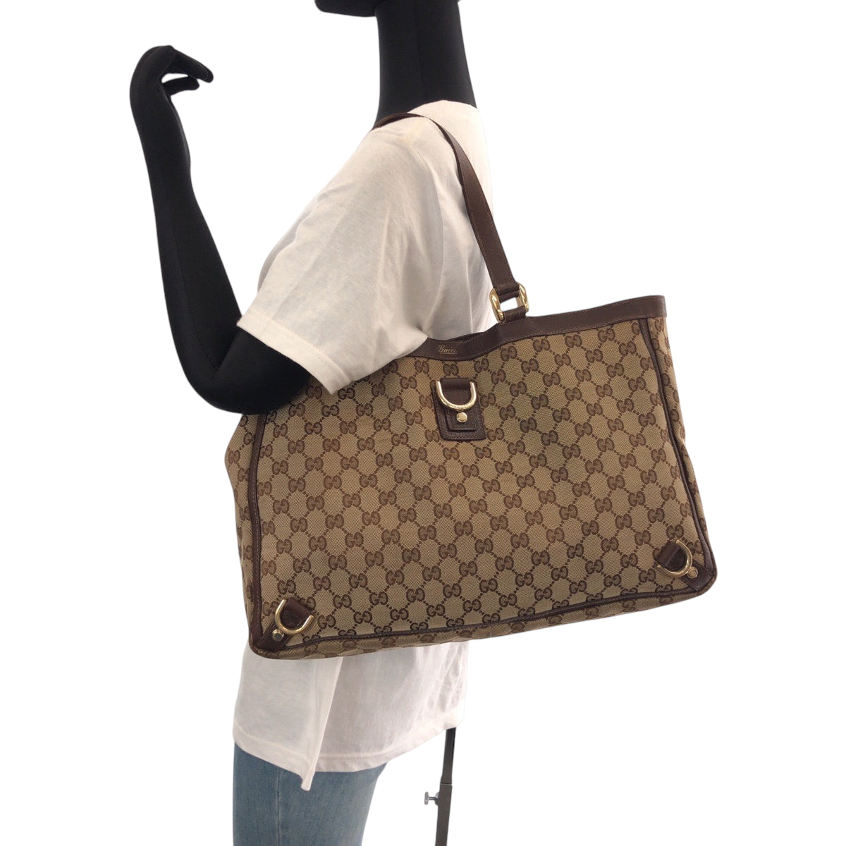 15512
GUCCI グッチ アビー ブラウン ゴールド金具 GGキャンバス 141472 トートバッグ ショルダーバッグ  レディース
