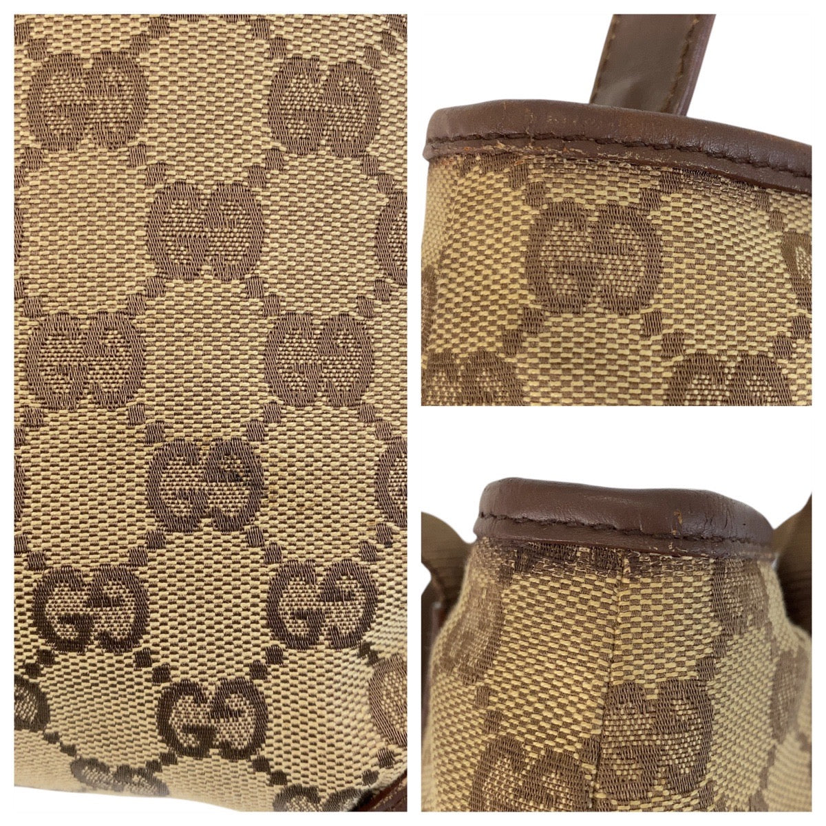 15513
GUCCI グッチ ブラウン ベージュ GGキャンバス / レザー 019 0402 トートバッグ ショルダーバッグ  レディース