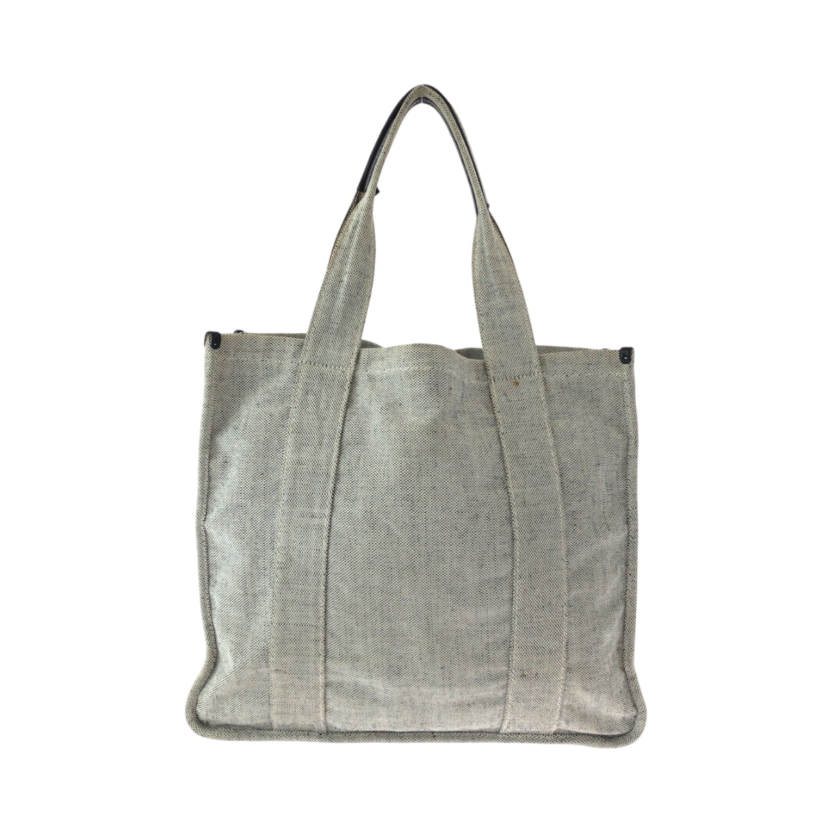 15514
PRADA プラダ 三角ロゴプレート グレー ブラック シルバー金具 キャンバス トートバッグ ハンドバッグ  レディース