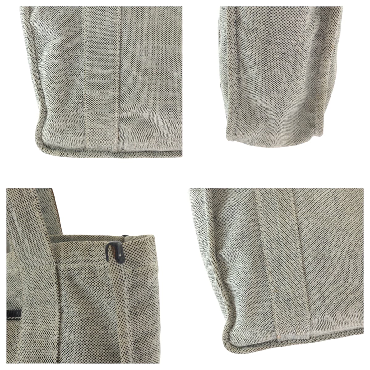 15514
PRADA プラダ 三角ロゴプレート グレー ブラック シルバー金具 キャンバス トートバッグ ハンドバッグ  レディース