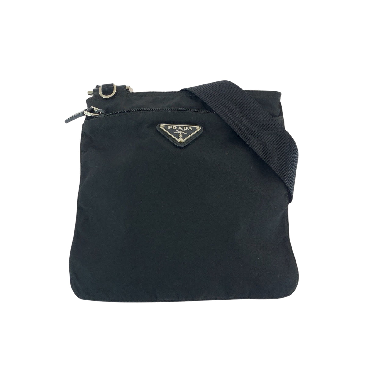 15517
PRADA プラダ テスート 三角ロゴプレート ブラック シルバー金具 ナイロン ショルダーバッグ サコッシュ 男女兼用  メンズ
