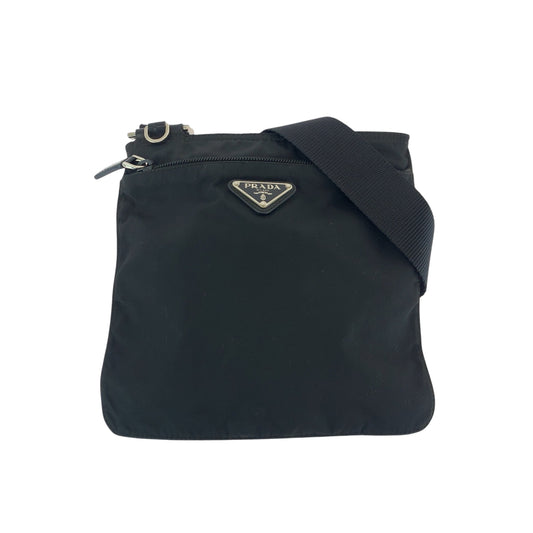 15517
PRADA プラダ テスート 三角ロゴプレート ブラック シルバー金具 ナイロン ショルダーバッグ サコッシュ 男女兼用  メンズ