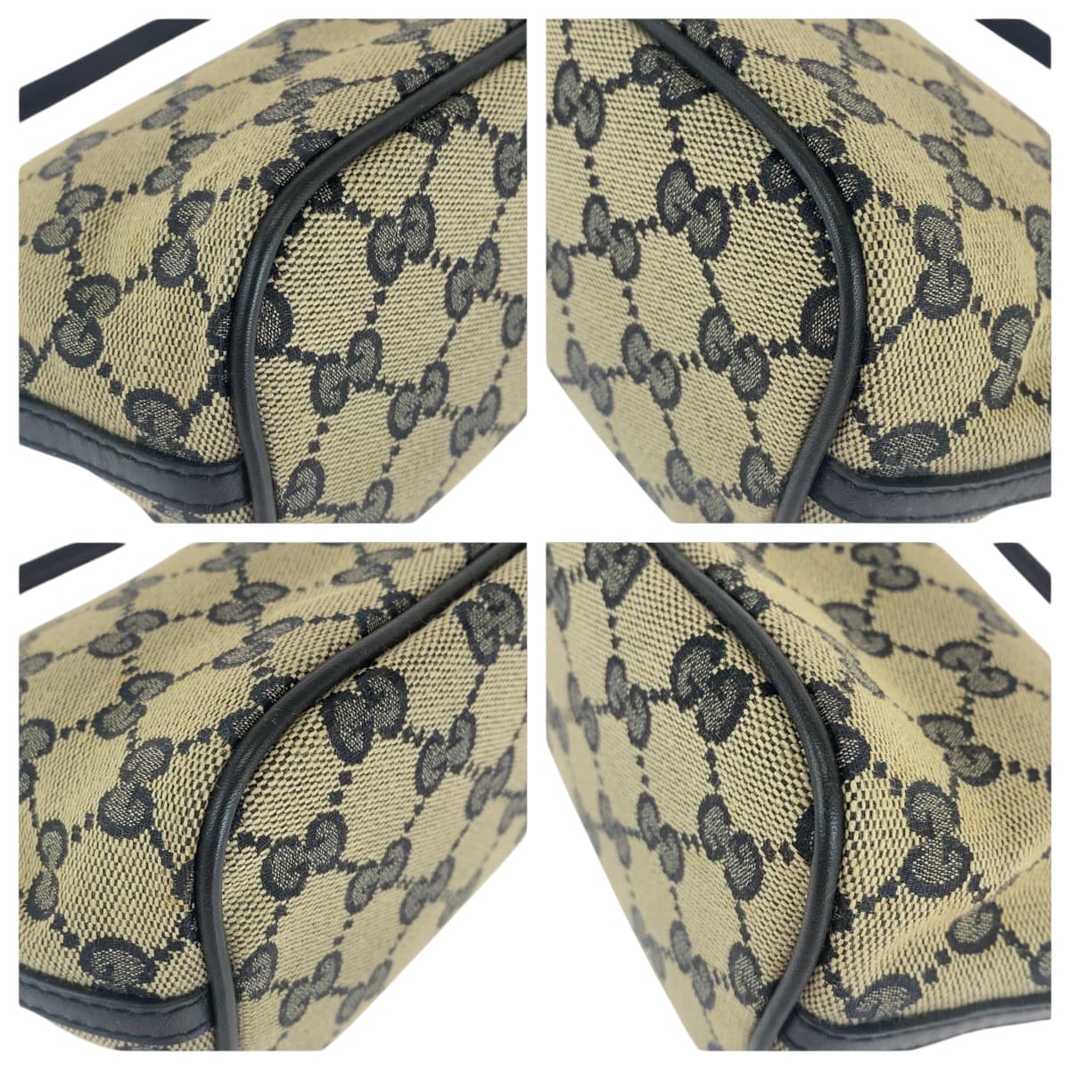 15518
GUCCI グッチ ブラック ベージュ ゴールド金具 GGキャンバス / レザー 122759 ハンドバッグ アクセサリーポーチ  レディース