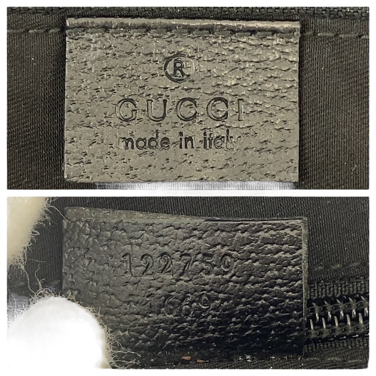 15518
GUCCI グッチ ブラック ベージュ ゴールド金具 GGキャンバス / レザー 122759 ハンドバッグ アクセサリーポーチ  レディース