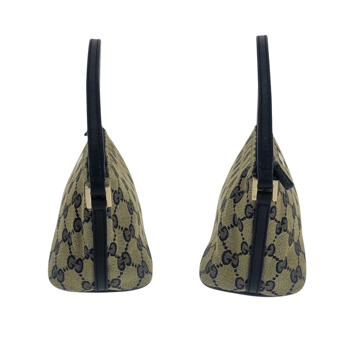 15518
GUCCI グッチ ブラック ベージュ ゴールド金具 GGキャンバス / レザー 122759 ハンドバッグ アクセサリーポーチ  レディース