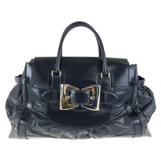 15519
GUCCI グッチ クイーン ブラック 黒 ゴールド金具 レザー 189881 トートバッグ ハンドバッグ レディース A55