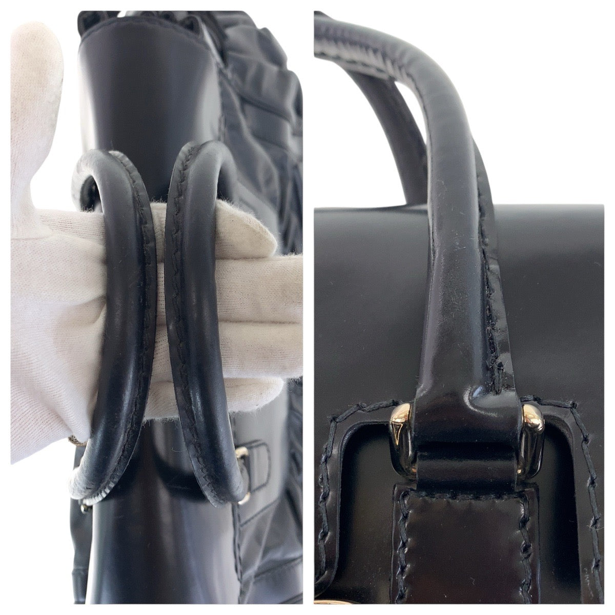 15519
GUCCI グッチ クイーン ブラック 黒 ゴールド金具 レザー 189881 トートバッグ ハンドバッグ  レディース A55