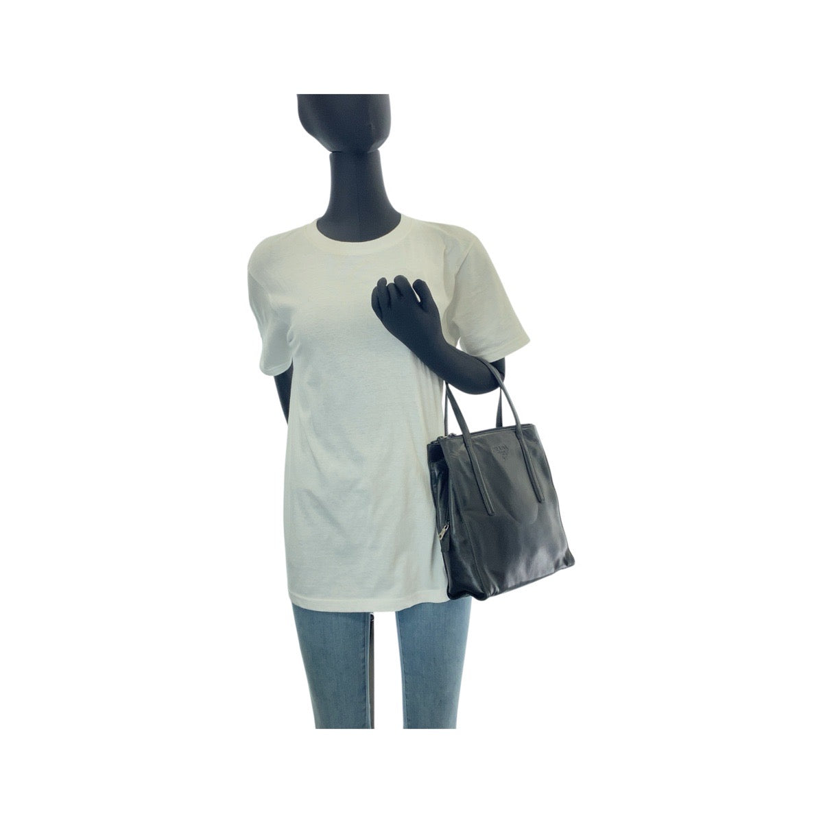 15520
PRADA プラダ ブラック 黒 シルバー金具 レザー トートバッグ ショルダーバッグ  レディース