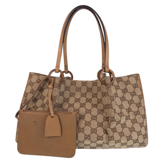 15521
GUCCI グッチ ベージュ ブラウン GGキャンバス / レザー 94898 トートバッグ ショルダーバッグ  レディース