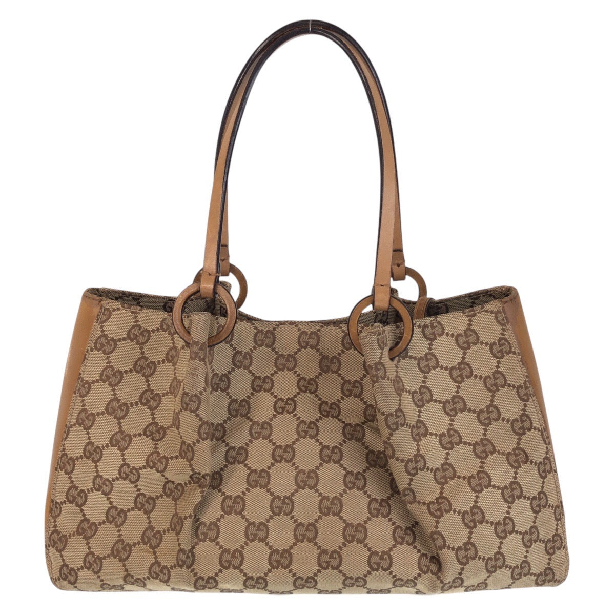 15521
GUCCI グッチ ベージュ ブラウン GGキャンバス / レザー 94898 トートバッグ ショルダーバッグ  レディース