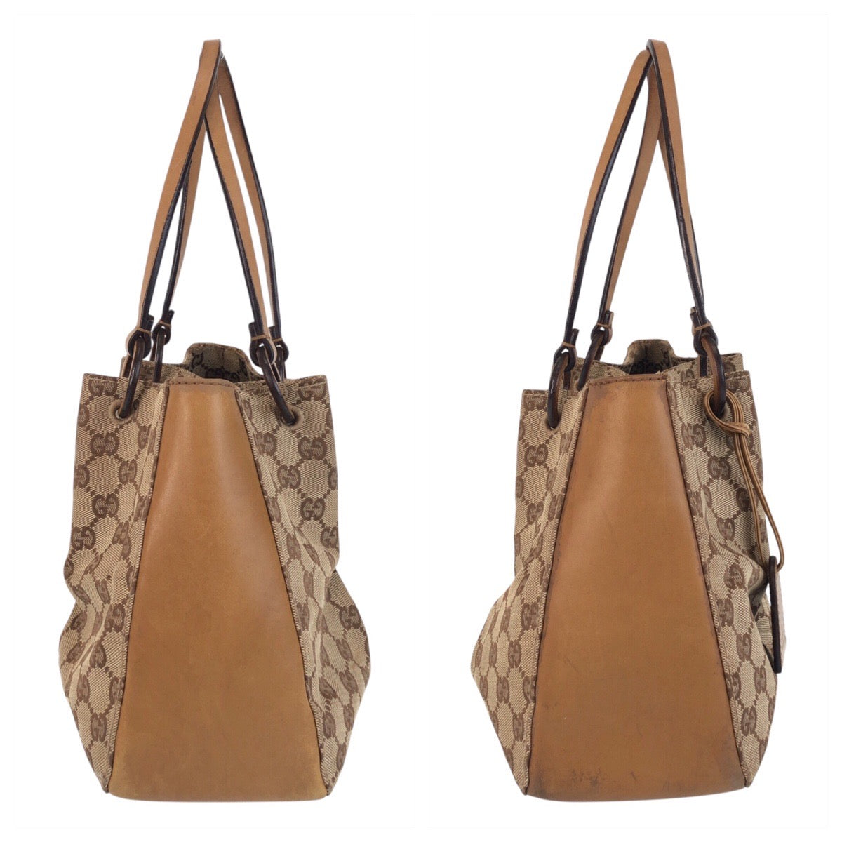 15521
GUCCI グッチ ベージュ ブラウン GGキャンバス / レザー 94898 トートバッグ ショルダーバッグ  レディース
