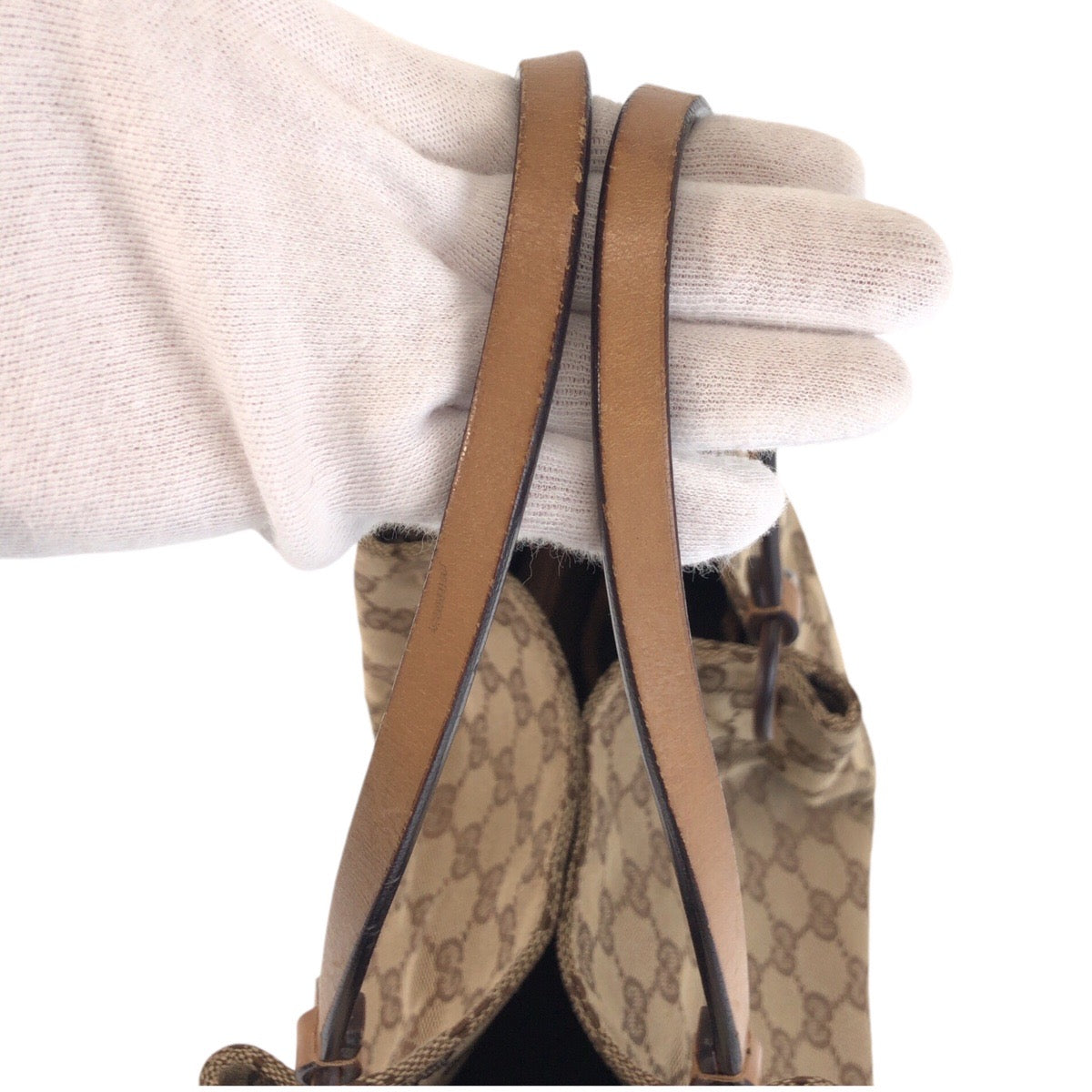 15521
GUCCI グッチ ベージュ ブラウン GGキャンバス / レザー 94898 トートバッグ ショルダーバッグ  レディース